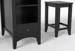 Kennedy Black 48" Counter With Backless Stools Set For 2 -Home Furniture 284351 black wood counter height set detail 45