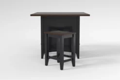 Kennedy Black 48" Counter With Backless Stools Set For 2 -Home Furniture 284351 black wood counter height set side 20
