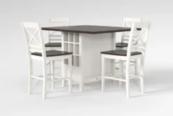 Kennedy White 48" Counter With X Back Stools Set For 4 -Home Furniture 284354 white wood counter height set side 19