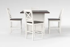 Kennedy White 48" Counter With X Back Stools Set For 4 -Home Furniture 284354 white wood counter height set side 20