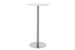 Rodney Matte White And Brushed Stainless Steel 41" Bar Table
