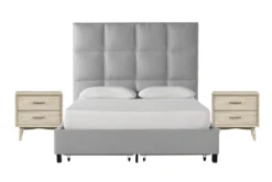 Boswell Queen Upholstered Storage 3 Piece Bedroom Set With 2 Allen Nightstands