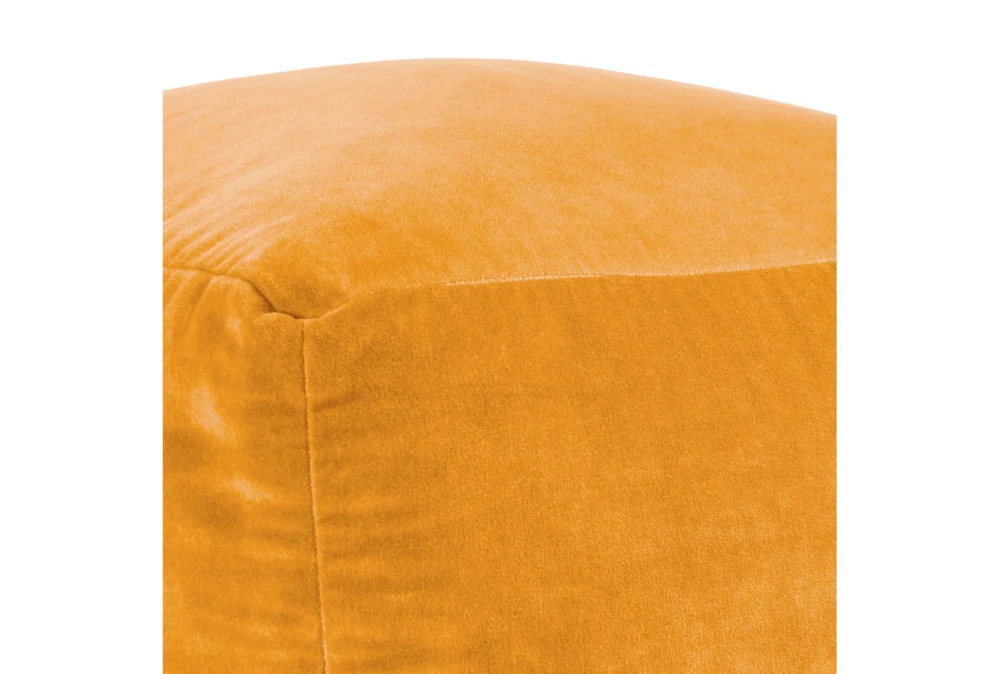 18X18 Golden Yellow Cotton Velvet Cube Floor Pouf 3 18X18 Golden Yellow Cotton Velvet Cube Floor Pouf - Image 3