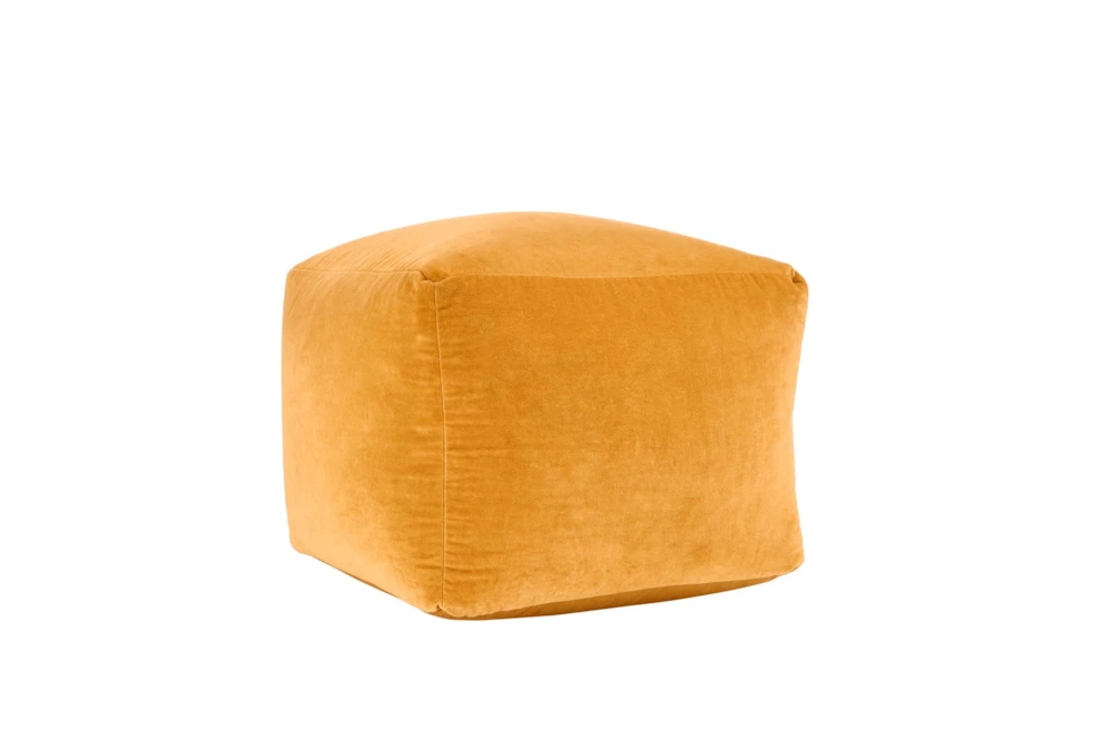 18X18 Golden Yellow Cotton Velvet Cube Floor Pouf 1 18X18 Golden Yellow Cotton Velvet Cube Floor Pouf
