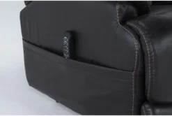 Clive Black Power Lift Recliner With Power Headrest, Lumbar & USB -Home Furniture 286170 black fabric lift detail 47