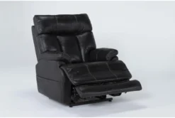 Clive Black Power Lift Recliner With Power Headrest, Lumbar & USB -Home Furniture 286170 black fabric lift side 19