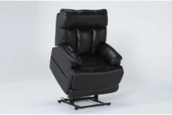 Clive Black Power Lift Recliner With Power Headrest, Lumbar & USB -Home Furniture 286170 black fabric lift side 22