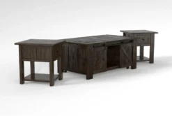 Grant 3 Piece Coffee Table Set -Home Furniture 286604 grey wood coffee and end table set side 18