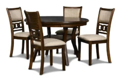 Joni Cherry Round 47" Dining Table Set For 4