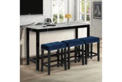Janie Blue 4 Piece Console Bar Set -Home Furniture 286858 blue veneer console bar room 85