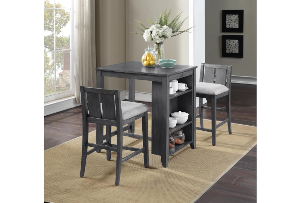 Kaine Gray 36" 3 Piece Storage Counter Set For 2 4 Kaine Gray 36" 3 Piece Storage Counter Set For 2 - Image 4