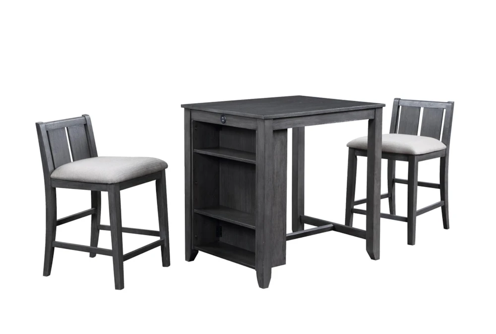 Kaine Gray 36" 3 Piece Storage Counter Set For 2 1 Kaine Gray 36" 3 Piece Storage Counter Set For 2