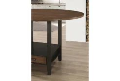Jarvis Round Drop Leaf 60" Counter Table -Home Furniture 288808 brown wood counter height table detail 45