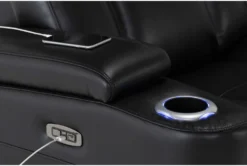 Eastwood Midnight 75" Power Reclining Storage Console Loveseat With Power Headrest & USB -Home Furniture 290155 black polyester console loveseat detail 45