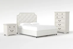 Sophia II California King Upholstered Storage 3 Piece Bedroom Set With Kincaid Chest Of Drawers + 2-Drawer Nightstand