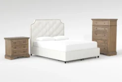 Sophia II Queen Upholstered Storage 3 Piece Bedroom Set With Chapman Chest Of Drawers + 3-Drawer Nightstand