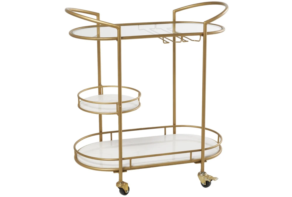 31X34 Gold Iron Bar Cart 8 31X34 Gold Iron Bar Cart - Image 8