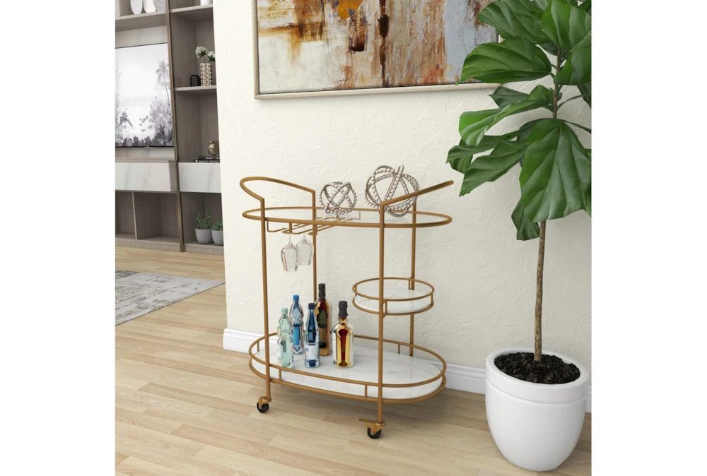 31X34 Gold Iron Bar Cart 11 31X34 Gold Iron Bar Cart - Image 11