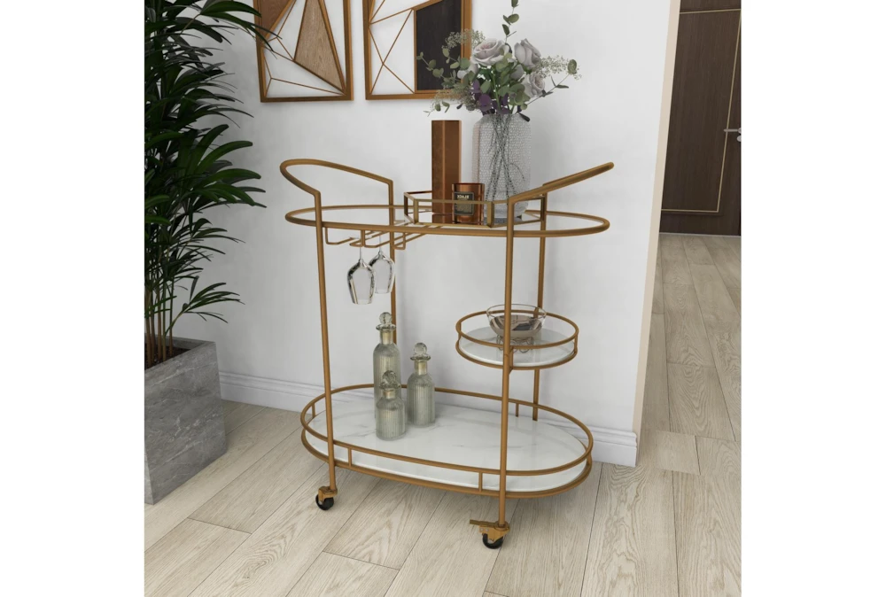 31X34 Gold Iron Bar Cart 15 31X34 Gold Iron Bar Cart - Image 15