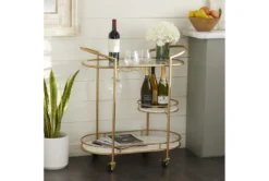 31X34 Gold Iron Bar Cart 23 31X34 Gold Iron Bar Cart -Home Furniture 293121 gold multi media bar cart room 85