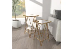 Gold Iron Accent Table Set Of 2 -Home Furniture 293151 gold metal accent table room 89