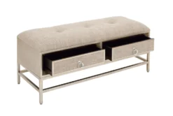 43X19 Beige Linen Storage Bench -Home Furniture 293304 beige linen bench material 76