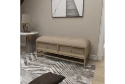 43X19 Beige Linen Storage Bench -Home Furniture 293304 beige linen bench room 89