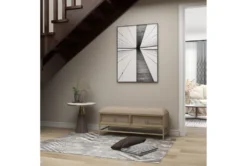 43X19 Beige Linen Storage Bench -Home Furniture 293304 beige linen bench room 94