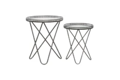 Grey Iron Accent Table Set Of 2 -Home Furniture 293310 grey multi media accent table back 82