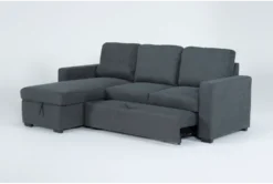 Silva 91" Convertible Sofa Sleeper With Left Arm Facing Storage Chaise -Home Furniture 293526 grey fabric sectional side v2 18