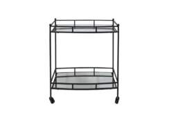 Black Metal 28" 2 Tier Rolling Bar Cart