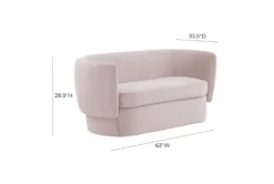 Lydia 63" Blush Velvet Settee -Home Furniture 294754 pink fabric settee detail 44