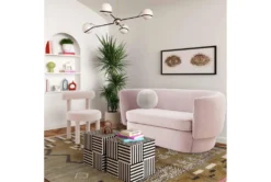 Lydia 63" Blush Velvet Settee -Home Furniture 294754 pink fabric settee room 85