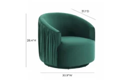 Judy Emerald Velvet Pleated Swivel Accent Chair -Home Furniture 294769 green fabric swivel detail 44