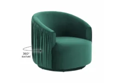Judy Emerald Velvet Pleated Swivel Accent Chair -Home Furniture 294769 green fabric swivel detail 47