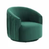 Judy Emerald Velvet Pleated Swivel Accent Chair