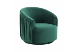 Judy Emerald Velvet Pleated Swivel Accent Chair
