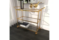 Brass Rolling Bar Cart -Home Furniture 295266 yellow metal bar cart room 89