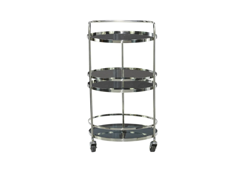 Silver Stainless Steel Round Bar Cart 6 Silver Stainless Steel Round Bar Cart - Image 6