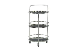 Silver Stainless Steel Round Bar Cart 10 Silver Stainless Steel Round Bar Cart -Home Furniture 295267 silver metal bar cart front 03