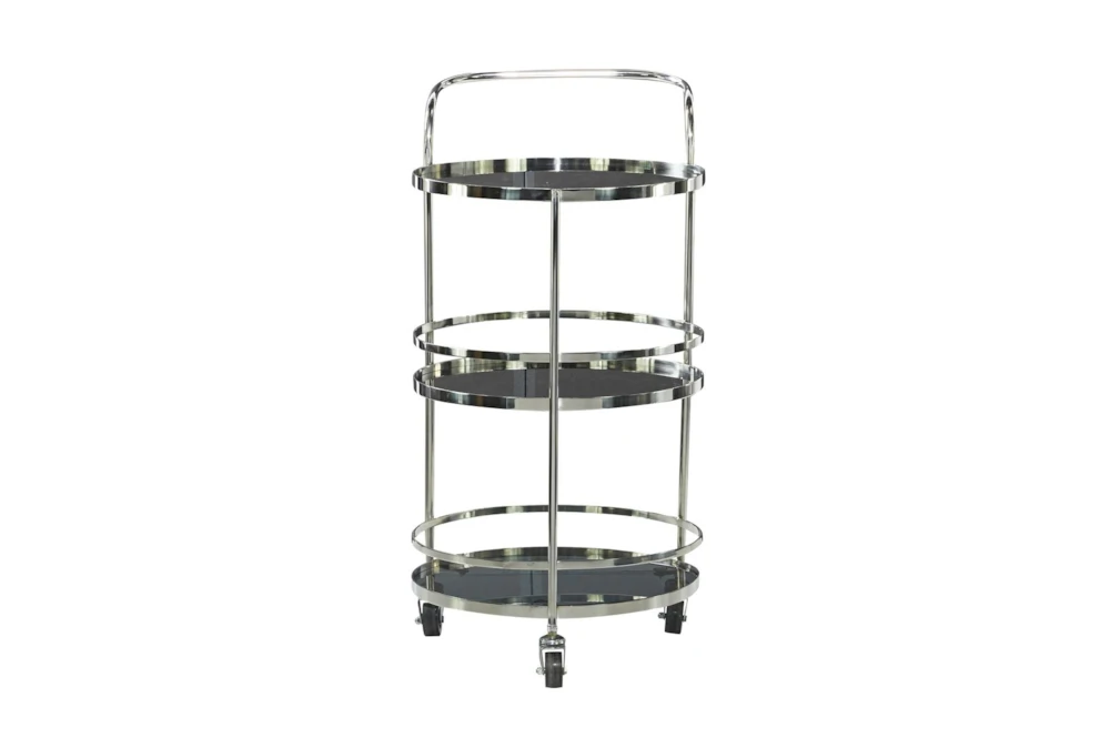 Silver Stainless Steel Round Bar Cart 8 Silver Stainless Steel Round Bar Cart - Image 8