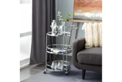 Silver Stainless Steel Round Bar Cart 14 Silver Stainless Steel Round Bar Cart -Home Furniture 295267 silver metal bar cart room 85