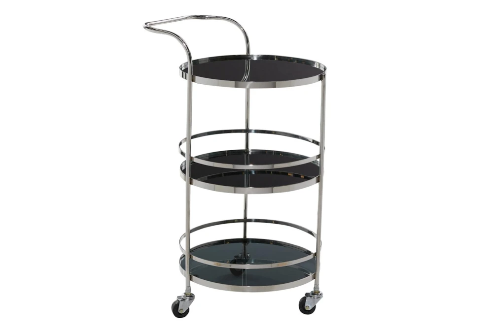 Silver Stainless Steel Round Bar Cart 1 Silver Stainless Steel Round Bar Cart