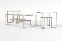 Harlow 3 Piece Coffee Table Set -Home Furniture 295612 silver metal coffee and end table set side 19