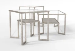 Harlow 3 Piece Coffee Table Set -Home Furniture 295612 silver metal coffee and end table set side 20