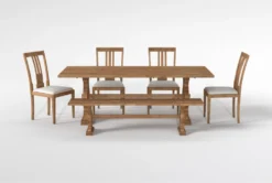 Magnolia Home Collins 84" Dining With Bench & Nora Dining Chairs Set For 6 By Joanna Gaines