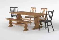 Magnolia Home Collins 84" Dining With Bungalow & Nora Dining Chairs Set For 6 By Joanna Gaines -Home Furniture 296746 natural wood dining set side 20