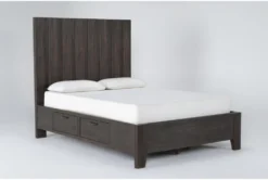 Gustav Queen Panel Bed With Storage By Nate Berkus + Jeremiah Brent -Home Furniture 297642 dark brown wood bed side 18