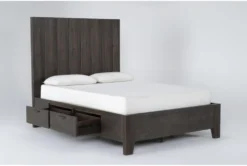 Gustav Queen Panel Bed With Storage By Nate Berkus + Jeremiah Brent -Home Furniture 297642 dark brown wood bed side 19