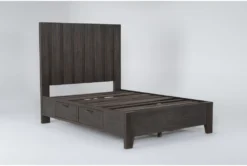 Gustav Queen Panel Bed With Storage By Nate Berkus + Jeremiah Brent -Home Furniture 297642 dark brown wood bed side 20